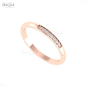 Anillo Apilable de Oro Rosa Sólido de 14K, Corte Brillante, Diamante Blanco de 1.20MM, Anillo Minimalista para Mujer, Precio con Descuento, Novedad 2026 - Product Image 1