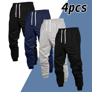 Pantalones Casuales de Lona para Hombre, 4 Piezas, Color Sólido, Resistentes al Viento y Transpirables, Pantalones Deportivos para Correr con Cordones en los Tobillos, para Todo el Año - Product Image 3