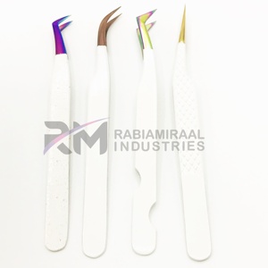 Pinces à cils en acier inoxydable avec revêtement en poudre blanche RMI, pointes colorées au plasma, outils de précision pour extensions de cils - Product Image 2
