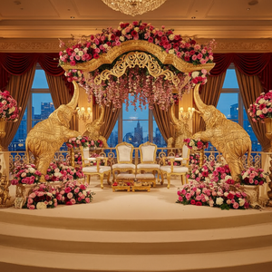 มันดาปงานแต่งงานแบบอินเดียที่มีสไตล์ น้ำหนักเบา ตกแต่งด้วยดอกไม้ สำหรับงานแต่งงานแบบฮินดู รูปแบบมันดาปพระพิฆเนศ ที่สหรัฐอเมริกาและเนเธอร์แลนด์ - Product Image 5