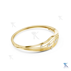 Lab Grown Diamond Filled Brilliant Cut Wavy Multi Strand <b>Bangle</b> 14K 18K <b>Solid</b> <b>Gold</b> Fine Unisex Organic Flowing Design Luxury - Product Image 4