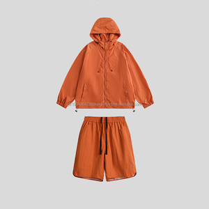 ชุดกีฬาผ้าไนลอนระบายอากาศน้ำหนักเบากันน้ำกางเกงขาสั้นมีฮู้ดแบบยืดหยุ่นมีซิปสั้น - Product Image 3