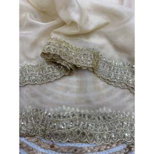 Saree de soirée design avec séquence et broderie Zari pour la fête - Product Image 1