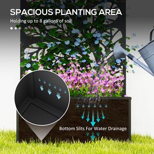 Bac à légumes surélevé autoportant avec treillis pour plantes grimpantes, doté de fonctions d'auto-arrosage et de drainage, idéal pour jardin de patio extérieur - Product Image 4