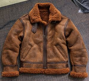 Chaqueta de Cuero Genuino Marrón para Hombre, Estilo Racer, Cuello Alto, Cierre de Cremallera, Sólida, Casual, de Lona, Impermeable, para Otoño e Invierno - Product Image 3