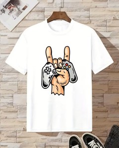 Men's White O-Neck Short Sleeve T-Shirt Regular Fit Casual Style 100% Cotton Jersey Fabric Solid Color Plain Dyed Knitted - Product Image 1