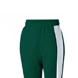 Ensemble de survêtement sportif vert 2 pièces pour femme, en polaire à capuche, manches courtes et longues, en polyester tricoté, avec bande latérale, coupe classique, toutes saisons - Product Image 2