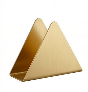 Porte-serviettes triangulaire en métal doré moderne, design élégant et minimaliste pour table à manger, cuisine et décoration intérieure - Product Image 1
