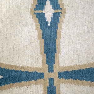 Alfombra de Lana Ecológica Azul Turquesa y Marfil con Diseño Geométrico de Rejilla y Motivo de Diamante y Estrella para Sala de Estar, Dormitorio e Interiores de Hotel - Product Image 4