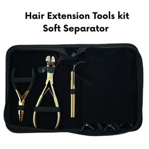 Professional Hair Extension Tools Kit Tape Press Plier Hook <b>Threader</b> Loop <b>Needle</b> Micro Ring 3 Hole Crimping Tool Hair Grippers - Product Image 5