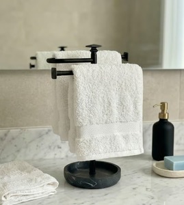 Stainless Steel Bathroom <b>Towel</b> Holder Dual <b>Rail</b> Wall Mounted Metal Rack - Product Image 3