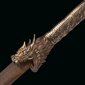 ดาบโบราณลายมังกร ด้ามจับยาว ใบมีดเหล็กคาร์บอน ดาบตกแต่ง รุ่นโชว์ ใบมีดตรง เกรดอุตสาหกรรม - Product Image 5