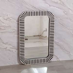 Modern Rectangular Wall <b>Mirror</b> With Black And White Striped Frame Decorative Inlay Framed <b>Mirror</b> For Home Interior - Product Image 1
