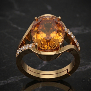 Yellow Hydro Oval <b>Ring</b> US 6 CZ 925 Sterling <b>Silver</b> 18K Gold Plated Trendy Handmade <b>Ring</b> Modern <b>Statement</b> Jewelry - Product Image 1