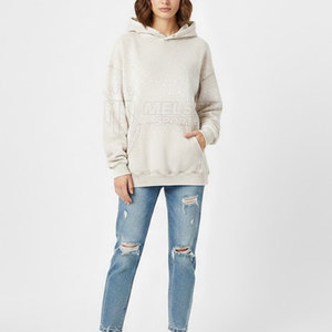 Sudadera con Capucha de Punto para Mujer, Estilo Invernal, con Pedrería, Lavado Ácido, 100% Algodón Suave, Ligera, con Detalles Brillantes, para Uso Casual y Urbano - Product Image 3