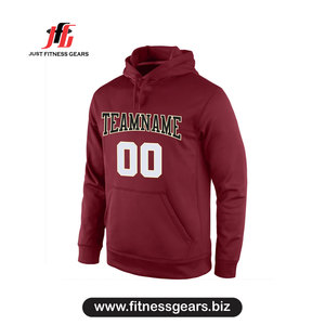 เสื้อสเวตเชิ้ตมีฮู้ดผ้าฟลีซสีแดงเลือดหมูสำหรับผู้ชาย พิมพ์ชื่อทีมและหมายเลขตามสั่ง ทรงปกติ สวมใส่สบายๆ สำหรับฤดูใบไม้ร่วง - Product Image 3