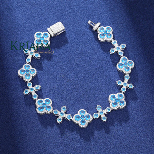 Moissanite <b>Bracelet</b> S925 <b>Silver</b> Flower Shape Prong Setting Women's Luxury <b>Bangle</b> Jewelry - Product Image 2