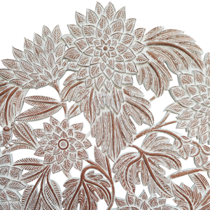 Cabecero de Cama Moderno de Madera de Ingeniería con Diseño de Girasol de Media Luna Tallado a Mano, Acabado Blanco, Tamaño King, Decoración de Pared de Madera Tallada Inteligente - Product Image 4