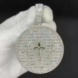 Pendentif religieux en diamant pour homme, en argent 925, diamant rond brillant cultivé en laboratoire, pour cérémonies religieuses - Product Image 2