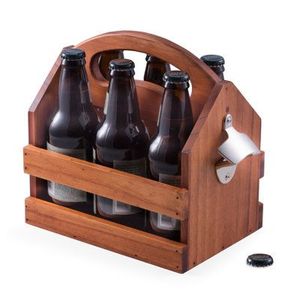Beer Caddy Natural Wood 6 Pack Beer Best Man Cave Gift Bottle Carrier for Spain Lucky Lager Magic <b>Hat</b> Metropolitan - Product Image 1
