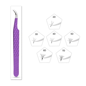 Pince à épiler à forte tenue de nouveau design Pince à épiler d'extension de cils en argent à pointe rose vif avec emballage personnalisé - Product Image 3