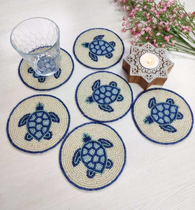 CRYSTAL CRAFT Handmade Pack <b>Silver</b> Beaded <b>Coasters</b> New Design Embroidery Crafts Needlework Decorative Place Mats by glowin - Product Image 6