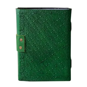 Tree Life Journal Green Leather Hardcover <b>Diary</b> Thermal Embossed <b>Lock</b> 5x7 Inch Shadows Handmade Vintage Notebook Writing - Product Image 2