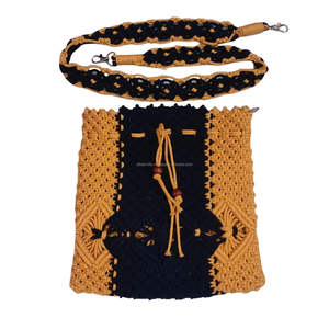 Bolso de mano de macramé bohemio hecho a mano 100% algodón sostenible bolso de uso diario indio tejido a mano con forro de algodón - Product Image 2
