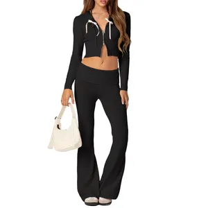 Unisex Custom Logo Fleece Winter Tracksuit Set Hoodie and Sweatpants with <b>Knee</b>-Length Design for Women Men - Product Image 2