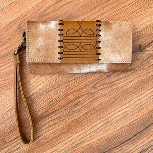 Pelo occidental en cuero genuino bota puntada flecos bandolera y bota puntada cuero de vaca genuino muñequera cartera conjuntos combinados - Product Image 4