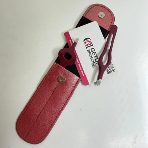 Pince à épiler sourcils et cils à pointe inclinée, rouge foncé, en acier inoxydable, outils spéciaux durables - Product Image 1