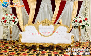 Escenario DE BODA judío Novia Novio Sofá a la venta Estilo Maharaja Boda Novia Novio Sofá Blanco Oro Tallado Real Antiguo Sofá - Product Image 6