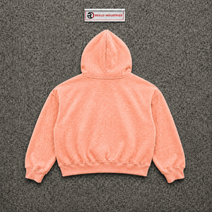 เสื้อฮู้ดโอเวอร์ไซส์แบบซิปพิมพ์ลาย Cash Talk Peach  ผ้าฟลีซลำลอง สไตล์ฤดูใบไม้ร่วง สไตล์ URBAN - Product Image 6