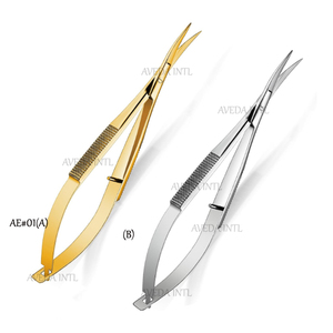 Nouvelles Ciseaux de Précision Incurvés en Acier Inoxydable Premium Or et Noir pour Lamination des Sourcils et Cils Russes - Product Image 3