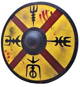 Vikings médiévaux fait à la main pleine taille bois et acier doux bouclier guerrier armure bataille prêt rond conception armure templier bouclier - Product Image 1
