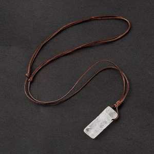 Natural Crystal Gypsum Pendant Necklace with Adjustable Rope Chain for Men and Boys - Product Image 4