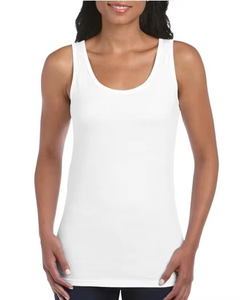 Camiseta sin mangas de cuello redondo para mujer, color blanco sólido, corte regular, informal, tejida, 100% algodón - Product Image 2