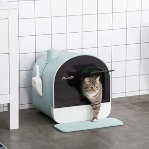 Lettiera per Gatti Verde 43x43x47 cm con Coperchio per Gatti da Interno, Include Vassoio, Paletta e Tappetino Filtrante - Product Image 1