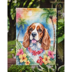 Cavalier Spaniel Luau <b>Garden</b> <b>Flag</b> Multicolor Mailbox Decorative Yard Banner for Patio Artwork Flower Beds Size for Yard - Product Image 3