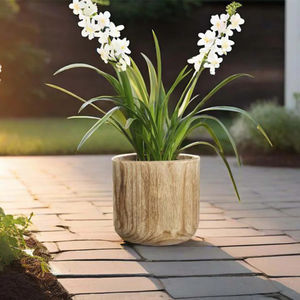 Jardinière en bois écologique avec finition brûlée, pot de fleurs décoratif pour intérieur et extérieur, pour la décoration de la maison et du jardin, à prix économique - Product Image 2