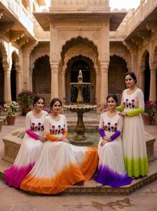 Últimos modelos de vestidos Anarkali para mujer, listos para usar, en tela Star Georgette, con bordados en hilo de lana, ideales para bodas. - Product Image 4