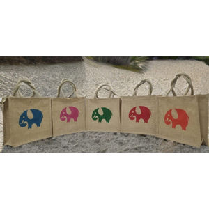 Sac fourre-tout rectangulaire en jute imprimé – Impression artisanale écologique avec couleurs respectueuses de l'environnement, durable et léger pour la retraite et Diwali - Product Image 1