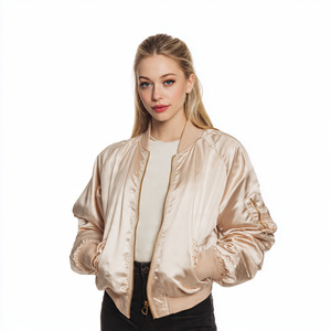 Chaqueta Bomber Corta de Satén para Mujer, Moda Urbana de Invierno, Chaquetas de Satén, Chaquetas Bomber Cortas con Cuello Redondo para Mujer - Product Image 5