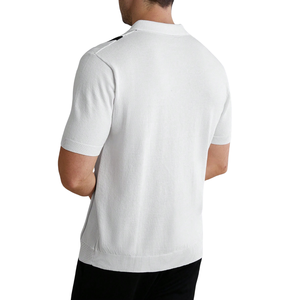 <b>Mens</b> Knitted for <b>Shirt</b> Short Sleeve Patchwork Half Zip Collar Casual Summer Lightweight OEM Service Front Logo Fashion Top - Product Image 2