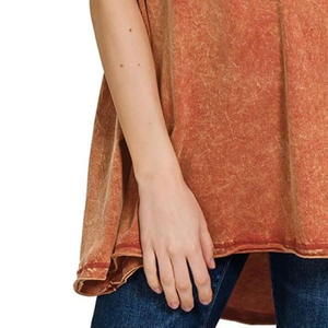 Camiseta de Manga Corta con Cuello Redondo para Mujer, Lavado Ácido, Estilo Vintage, 100% Algodón, Transpirable, Ecológica, Informal - Product Image 4