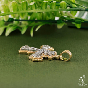 Pendentif croix en moissanite bicolore, coupe ovale, bijou pour homme et femme, collier chaîne - Product Image 4