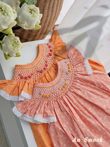 Robe décontractée douce pour bébés filles, faite main, en coton smocké, motif floral, Vietnam, OEM, personnalisée, pour anniversaire - Product Image 6