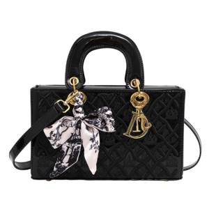 Women's Luxury Handbag New Fashion Crossbody Bag with Embroidered Checkered Silk Scarf Lattice Shoulder Strap Elegant Backpack - Product Image 6