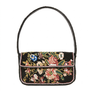 Handmade Abstract Floral Beaded <b>Shoulder</b> <b>Bag</b> <b>Women</b> Patchwork Flap Evening Clutch Underarm Handbag Purse - Product Image 2