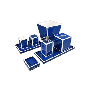 Ensemble d'accessoires de salle de bain en résine bleue laquée, style moderne, durable, pour la maison - Product Image 1